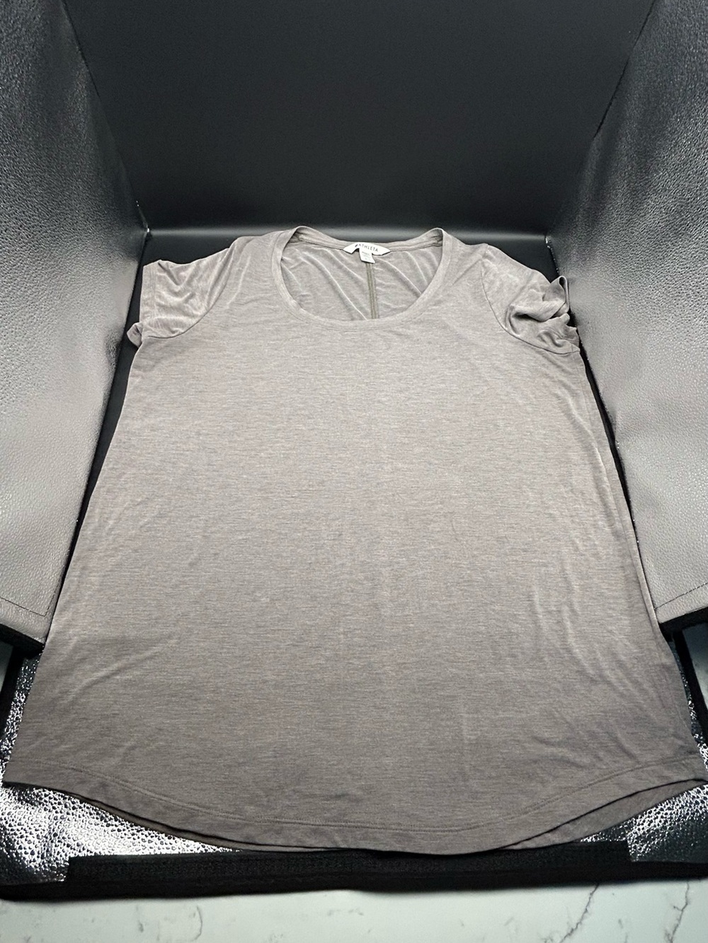 Athleta Gray Modal Jersey Tee Relaxed Crew Neck Stretch Yoga Gym Women’s L